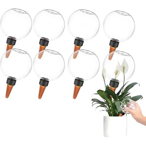 Dispensadores de agua para plantas (8 unidades), bolas de riego, riego automático, bola de riego grande con autorriego, para plantas de interior, balcón y jardín.