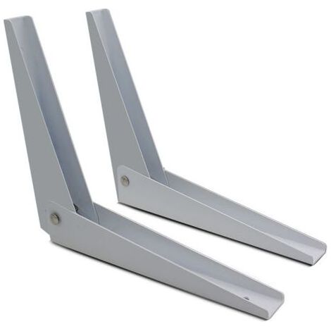 Lot de 2 supports pliables à angle droit pour trépied, support en L, étagères flottantes, supports de rangement robustes, charnière blanche, acier laminé à froid, fixation murale (1/4)