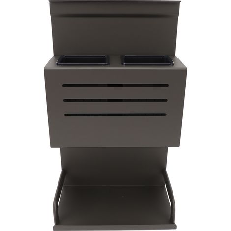 Porte-ustensiles mural gris alliage aluminium facile à nettoyer rangement cuisine polyvalent pour baguettes cuillères épices planche à découper 20x35cm (1/5)