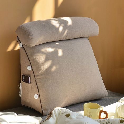 Coussin de lecture triangulaire avec cou réglable, coussin de soutien dorsal pour canapé, lit, coussin de soutien lombaire,Kaki (1/5)