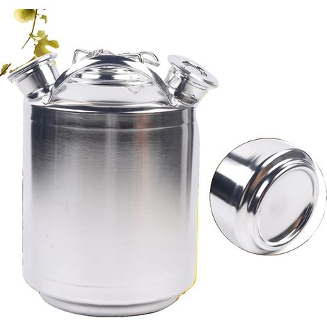 Tanica per la pulizia delle lattine di birra, capacità 10 litri, in acciaio inossidabile, colore argento. (1/2)