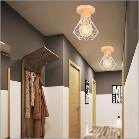 U-do 2pcs Plafonnier Retro,Plafonnier Industriel en Cage Métal Style Edison pour Salon Chambre (1/4)