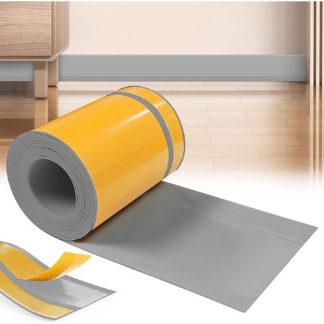 Plinthe pvc, Gris 80 mm x 20 mm x 3m Plinthe Souple Autoadhésive Plinthe, Plinthe PVC Souple, Plinthe Adhesive, Convient pour la Salle de Bain et la Cuisine (Gris) (1/5)