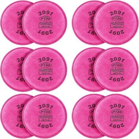 12 Pcs 2091 P100 Particulate Filter Replacement For 6000 6200 6800 7000 Ff-4 Model 2091 P100 Filter (1/5)