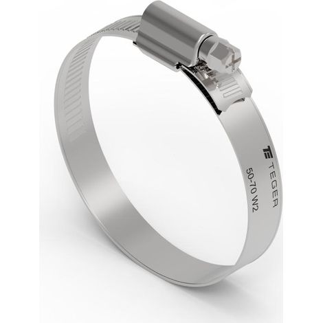Morsetto rinforzato 50-70 a vite senza fine (morsetto W2 - acciaio inox) larghezza 12 mm TEGER (venduto in confezioni da 25) (1/3)
