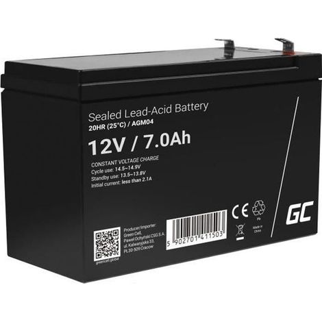 GreenCell® Rechargeable Batterie AGM 12V 7Ah accumulateur au Gel Plomb Cycles sans Entretien VRLA Battery (1/4)