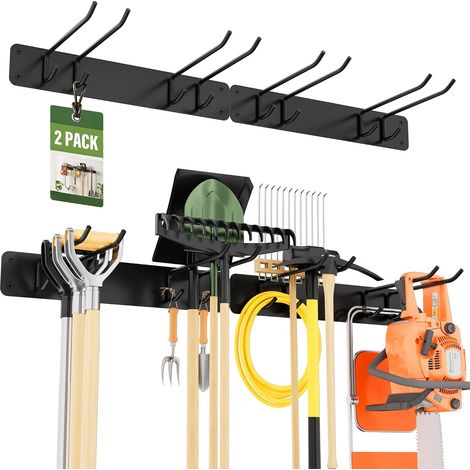 2 - Étagère Murale - Organisateur Outils - Support 150 Kg - Acier Anti-Rouille - Pour Garage Jardin Atelier - Noir - 86 Cm (1/5)