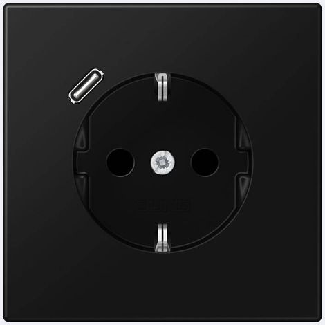 Jung Presa SCHUKO®, 16 A 250 V , con caricatore USB, 1 x tipo C, SAFETY+, serie LS, nero grafite opaco LS 1520-18 C SWM (1/2)