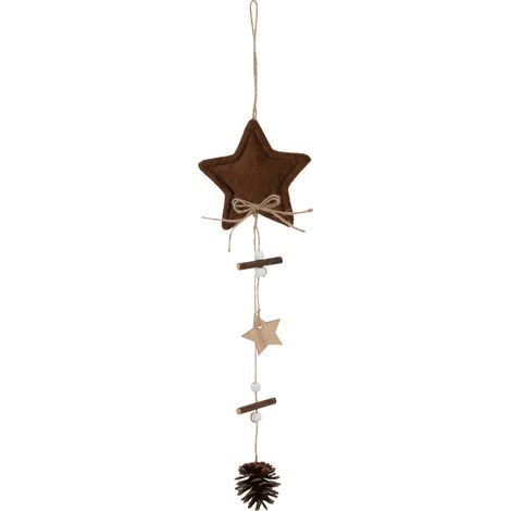 Suspension de Noël Étoile velours marron avec déco H 36 cm - Feeric Christmas (1/3)