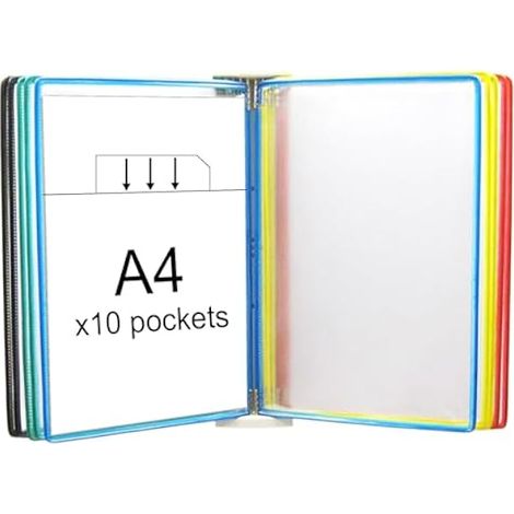 Système De Porte Document Mural, Support Kit Mural Document Métal, Classeurs Muraux, Avec 10x Panneaux D'affichage A4, Porte Documents Pour Halls D'exposition, Restaurants, Bureaux, Lieux Publics (1/5)