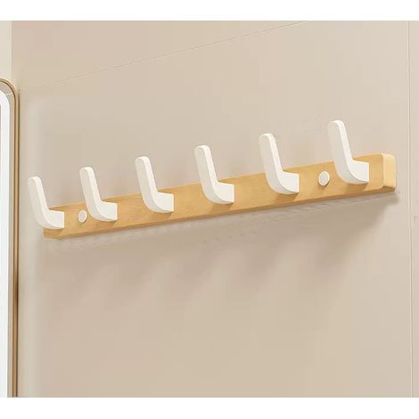 NICOLA Wooden Wall Mounted Coat Rack with 6 Hooks for Entrance, Ideal for Hanging Towels, Coats, Clothes, Hats and Backpacks. (1/5)
