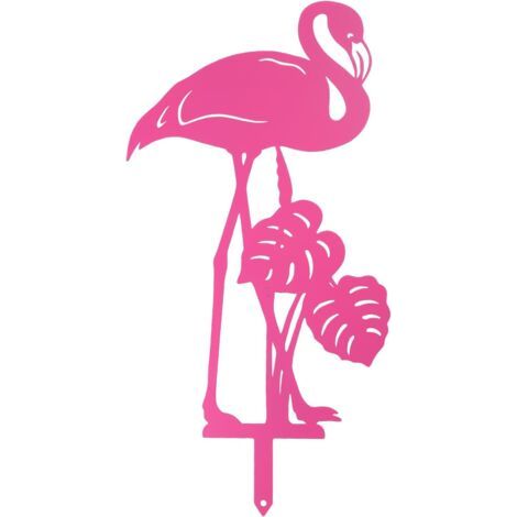 Rose métal Flamingo jardin Art Ground pile extérieur jardin statue extérieur Cour pelouse décoration plugin (1/5)