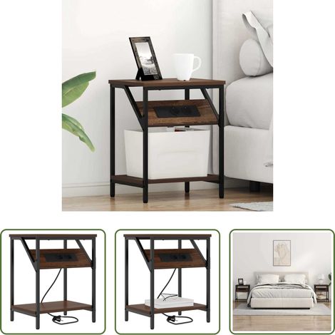 Rangement chambre -  Cabinet de chevet Chêne brun 38 x 30 x 48 cm Bois d'ingénierie (1/5)