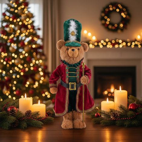 EDG Enzo De Gasperi Orso Soldatino Ass. Natalizio H60 cm Verde Rosso – Decorazione di Natale 1 Pz (1/5)