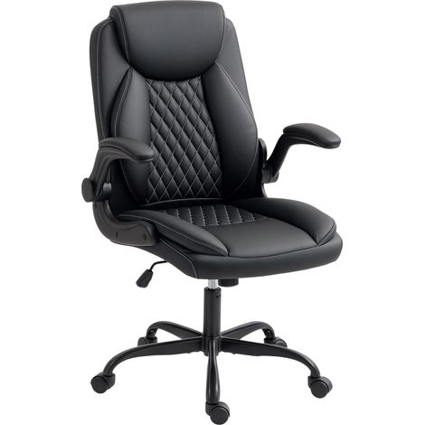Fauteuil de bureau, chaise bureau ergonomique avec accoudoirs relevables, hauteur réglable, fonction de bascule, noir
