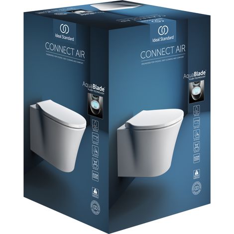 Paquete combinado de inodoro suspendido washdown CONNECT AIR, AQUABLADE 360x540mm blanco con cierre suave IDEAL STANDARD (1/5)