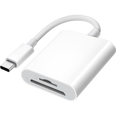 Lector de tarjetas SD USB C para iPhone 15/iPad/MacBook/Mac, lector de tarjetas SD tipo USB-C xdgeLoad compatible con adaptadores de tarjetas de memoria SD y MicroSD, visor de cámara de seguimiento Pl (1/5)