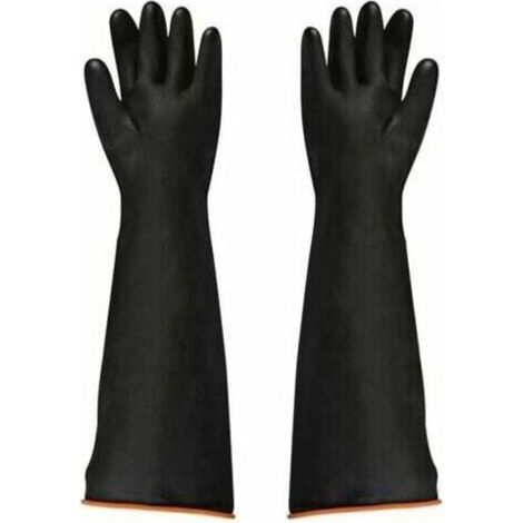 Gants industriels en latex noir résistants aux acides et aux alcalis Gants anti-chimiques brillants épaissis Industrie minière Agriculture Foresterie Pêche Protection du travail-Fei Yu