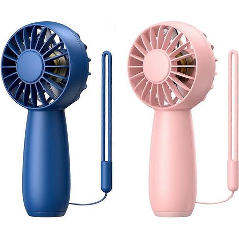 Lot de 2 mini ventilateurs portables rechargeables, avec 3 vitesses, pour la maison, le bureau et les voyages - JBMEDIA (1/4)