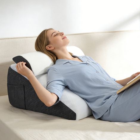 Oreiller de soutien en forme de coin, lot de 3 oreillers de soutien (avec rembourrage moelleux), oreiller de sommeil en mousse à mémoire de forme, oreiller en coin pour position couchée sur le côté