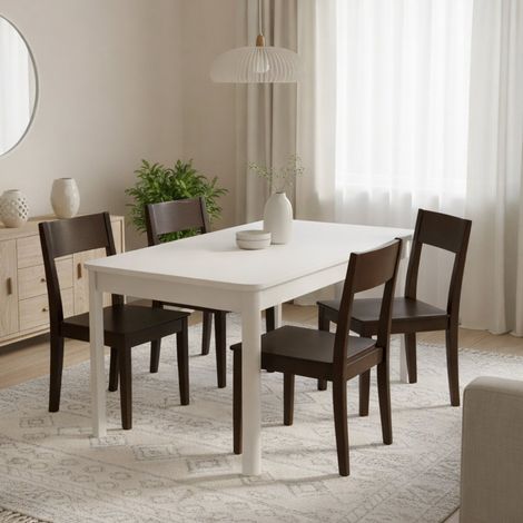 Fester Tisch Tonara, 6 Plätze, rechteckig, Tischplatte aus veredeltem Holz, 160x90,5x76,5h cm, Weiß (1/5)