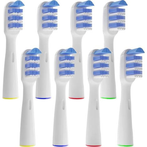 Lot de 8 têtes de rechange type Tri-Zone compatibles avec de manches Oralb Tri-Zone, protection des gencives et élimination optimale de la plaque