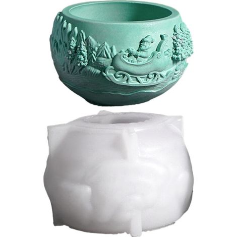 Moldes de silicona para macetas con relieve, Papá Noel,