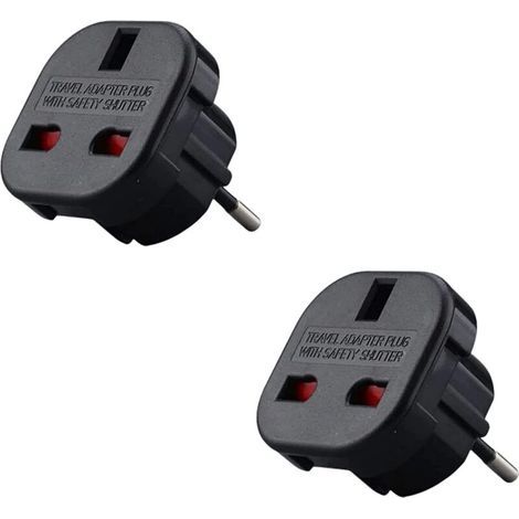 2er-Pack – Steckeradapter von Großbritannien nach Frankreich – Englisch-Französisch-Adapter – Typ G auf Typ C – Kompakt und leicht – Überspannungsschutz (Schwarz) (1/5)