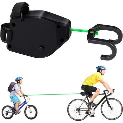 Corda elastica da traino per mountain bike per bambini, set di cinghie di traino genitore-figlio (nero) (1/5)