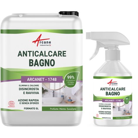 Detergente Bagno Anti-Calcare Naturale : Arcanet - 1748 - Certificato Ecocert - 5 L + ricarica da 500 ml vuota  - ARCANE INDUSTRIES (1/5)