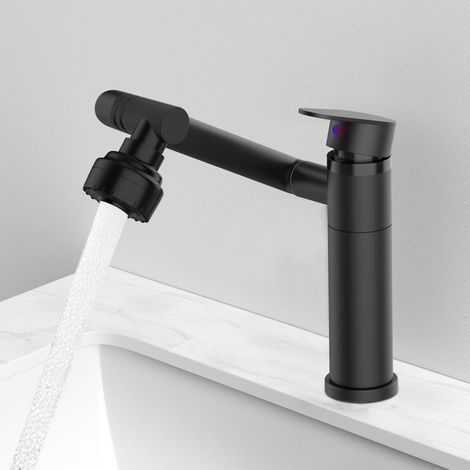 Mitigeur de Cuisine en Acier Inoxydable 360° avec Douchette - Réglage Eau Froide/Chaude et Flexibles Inclus - Robinet Évier Salle de Bain (1/5)