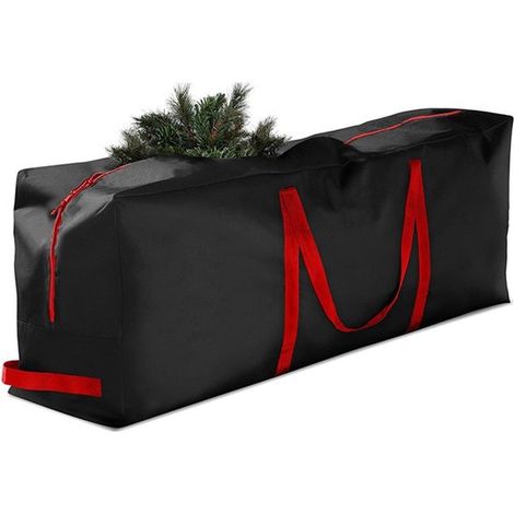 Sac de rangement pour sapin de Noël artificiel - 165 x 38 x 76 cm - Noir - Tissu Oxford 600D - Fermeture éclair et poignées - Imperméable (1/5)