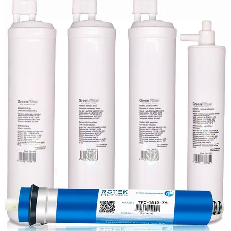Set mit 4 Ersatzfiltern für Umkehrosmose Green Filter, Typ CS, mit CS-Nachfilter Remineralisierende