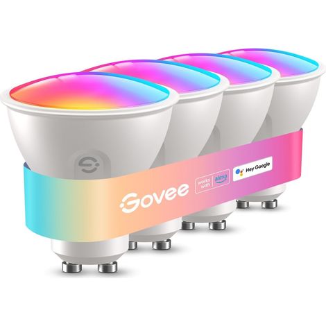 Ampoule Connectée WiFi, Ampoule LED GU10 RGBWW, Lampe GU10 Intelligente 400LM Dimmable, 16 Millions de Couleurs, Synchronisation de Musique, 4 Pack, 16 Millions de Couleurs, Synchronisation de Musique (1/5)