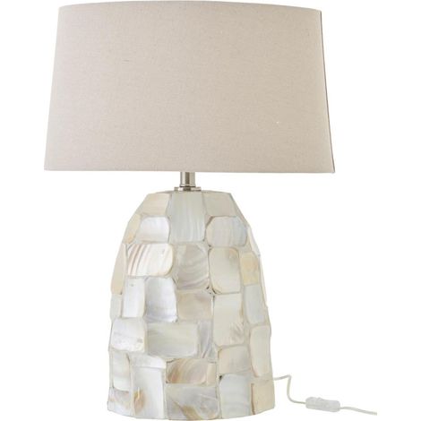 Lampe à Poser Coquillage "Effet Perlé" 67cm Blanc Cassé (1/5)