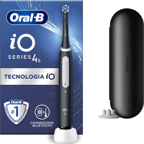Oral B iO Spazzolino Elettrico Ricaricabile 4S Nero, 1 Testina Di Ricambio, 1 Custodia Da Viaggio (1/5)