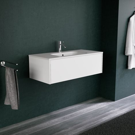 Inda - Mobile bagno 100 cm Bianco opaco con 1 cassetto e lavabo (1/5)