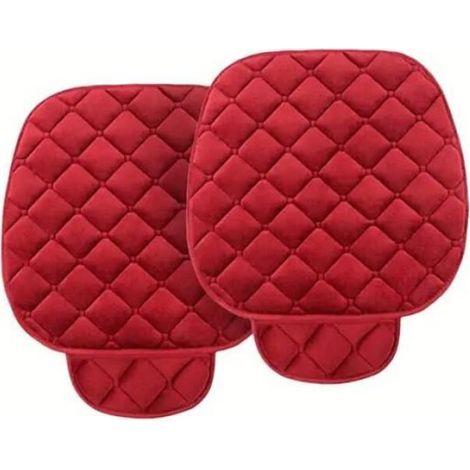 Housses de siège auto en peluche (2 pièces) - Protections universelles pour voitures, maisons, bureaux et chaises (rouge) (1/4)