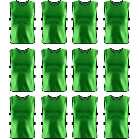 Lot de 12 maillots d'entraînement de football verts, respirants pour adultes, pour matchs et sports extérieurs. (1/5)