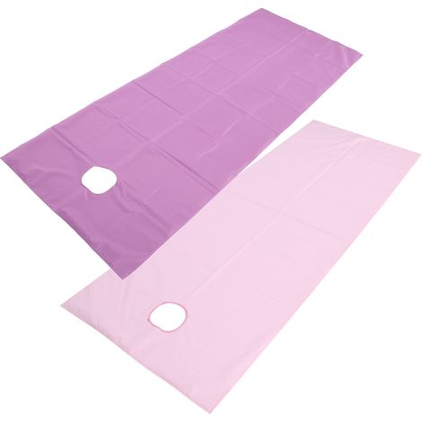 Lot de 2 Draps de Table de Massage Imperméables pour Salon de Beauté, SPA, 75x200cm avec Trou Respirant, Couleur Rose Violet (1/5)