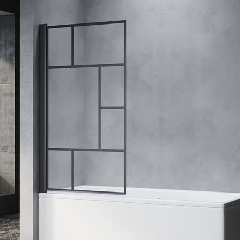 SONNI Badewannenaufsatz schwarz faltbar NANO ESG glas Höhe:140 cm ohne Seitenwand (1/5)