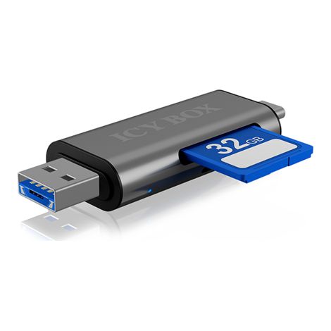 Lecteur de cartes SD/MicroSD (TF) USB 2.0 Icy Box IB-CR200-C avec interfaces Type-C et -A vers micro USB (OTG), anthracite Raidsonic Lecteur de cartes externe avec connecteur multi-USB Externe Micr (1/5)
