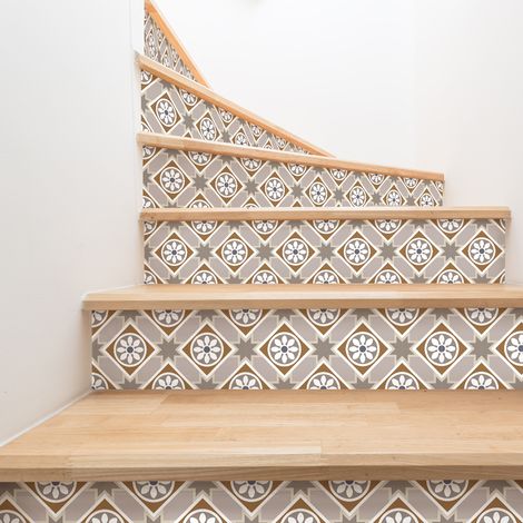 Stickers adhésifs escalier carrelages contremarche - ZOLINA - 2 bandes de 13.5x94.5cm (1/5)