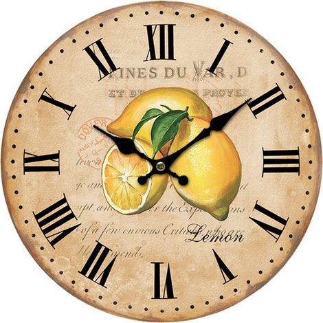 Orologio da parete in MDF con motivo a limone - Orologio retrò decorativo