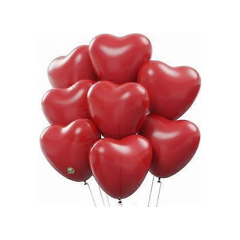 Ballons biodégradables rouges en forme de cœur de 25 cm (10 pouces), 100 pièces, épais et extra résistants. Merci