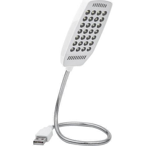 Lampe de lecture USB flexible 28 LED pour PC avec base réglable blanc