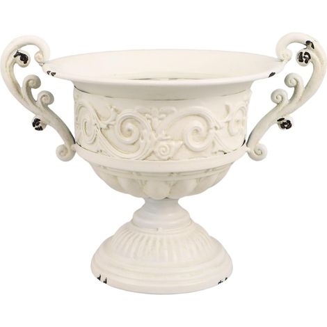Rustikaler Blumentopf in Urnenform aus Metall Vintage