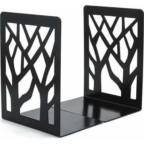 1 Paire Serre Livres, Serre-Livres en Metal, Serre-Livres Décoratifs Antidérapants, Serre-Livres CD, Cale Livre en Métal, Support de Serre-Livres, pour Écoles, Bureau, Maison (Noir) (1/4)