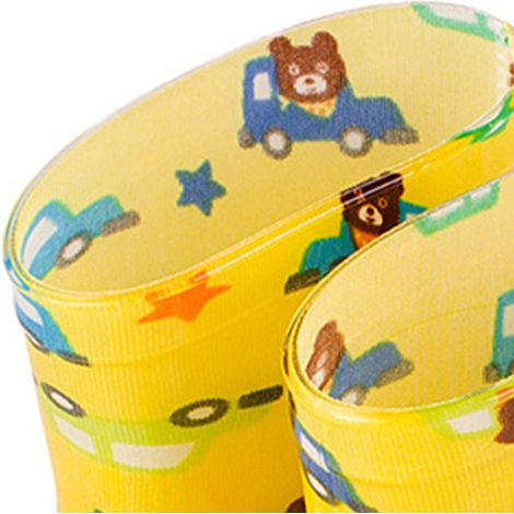 Bottes de pluie pour enfants, motif dinosaure, bottes aquatiques mignonnes pour filles et garçons, bottes de pluie pour bébés, motif ours jaune, taille 25/longueur intérieure 16 cm. (Exportées au Japo (1/5)