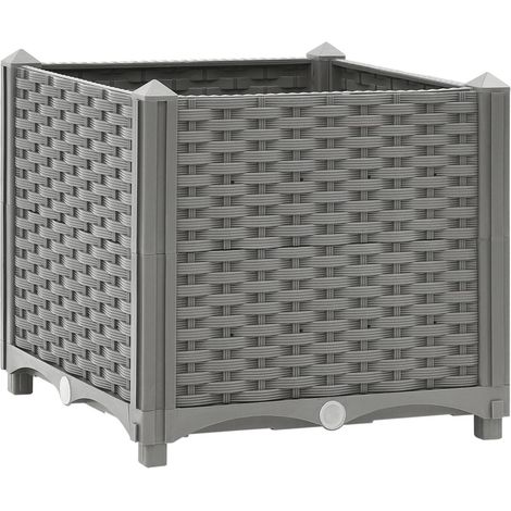 Jardinière bac lit surélevé plantes fleurs terrasse jardin 40 x 40 x 38 cm polypropylène gris